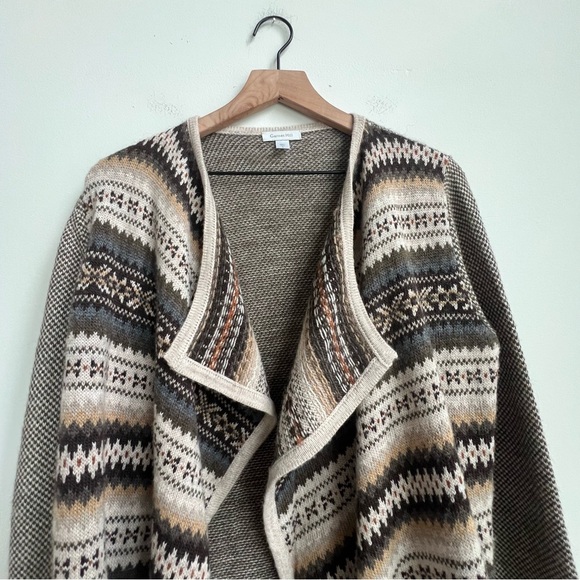 Garnet Hill fair Isle knit draped sweater open cardigan longline Wool Alpaca - Picture 3 of 11